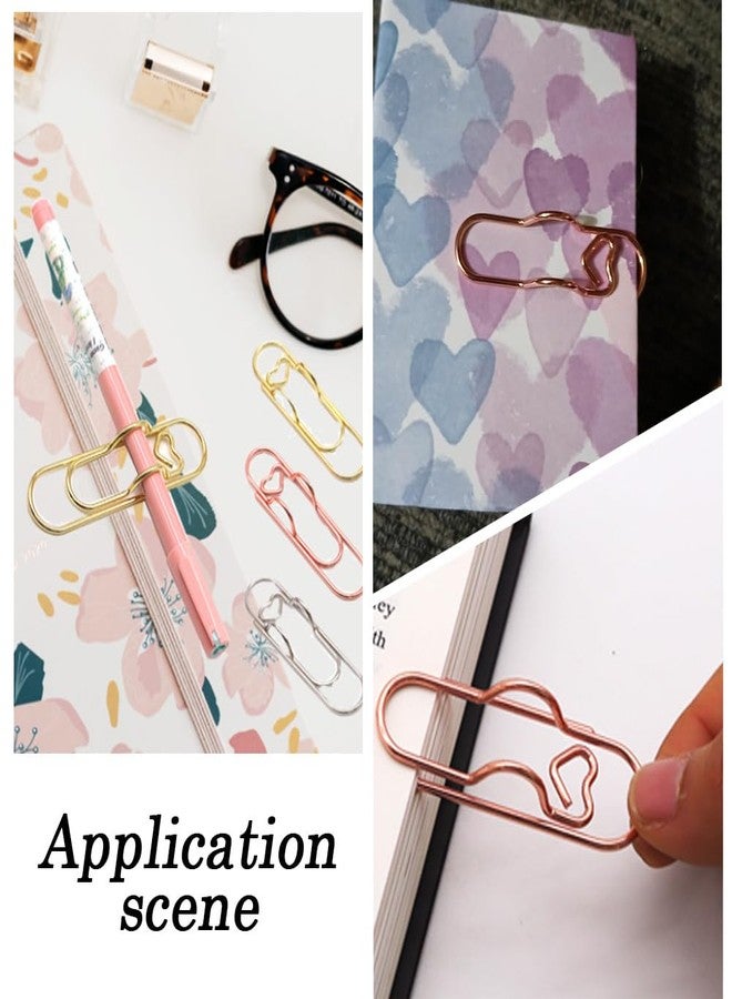 SOFPLATE 1 Box 20Pcs Paper Clip Pen Holder Paperclip Pencil Holder Heart Rose Gold Carbon Steel Office School Metal Portable Insert Pencil Holding for Notebook Journal Paper Indoor Outdoor Planner - Image 5