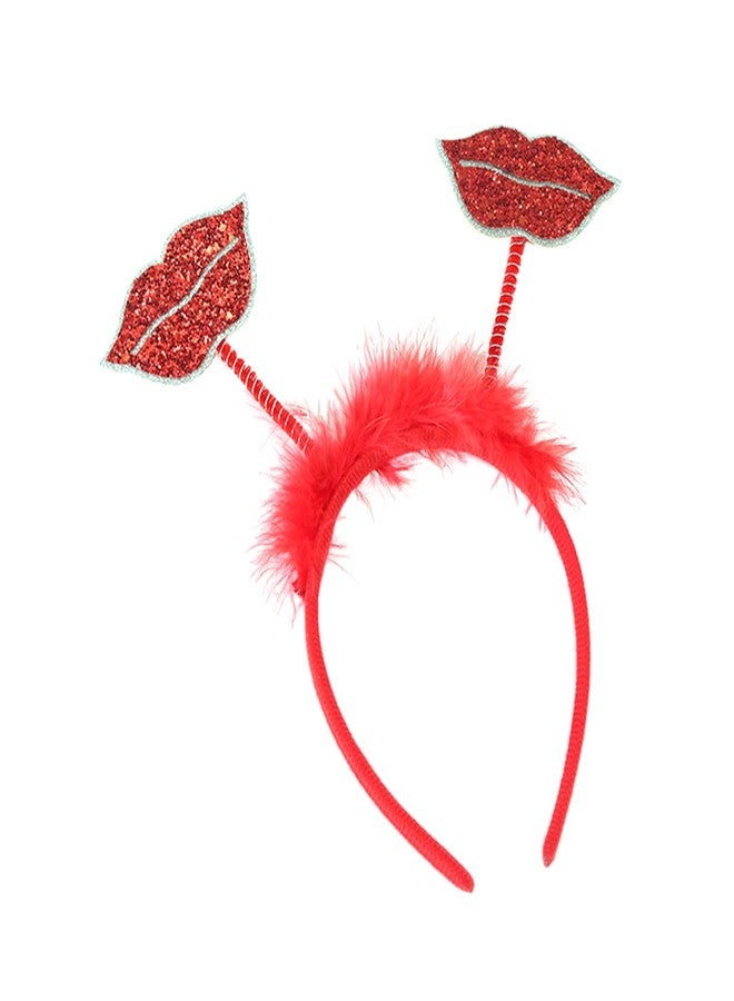 Dzrige Red Lips Headband Valentines Kiss Lips Headband Glitter Lips Hair Band Hoop Sequin Holiday Hair Accessoires for Valentine's Day New Year Wedding Birthday Party Gift - Image 1