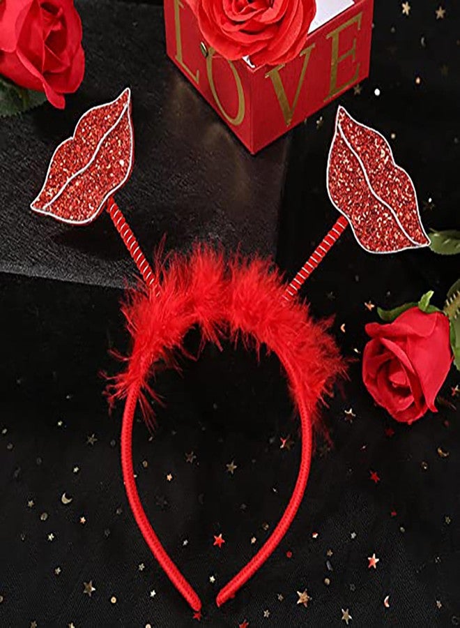 Dzrige Red Lips Headband Valentines Kiss Lips Headband Glitter Lips Hair Band Hoop Sequin Holiday Hair Accessoires for Valentine's Day New Year Wedding Birthday Party Gift - Image 4
