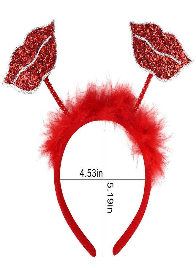 Dzrige Red Lips Headband Valentines Kiss Lips Headband Glitter Lips Hair Band Hoop Sequin Holiday Hair Accessoires for Valentine's Day New Year Wedding Birthday Party Gift - Image 3