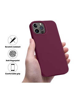 Generic Compatible with iPhone 13 Pro Max (6.7 Inch) Case, Liquid Silicone Case, Full Body Protective Cover, Shockproof, Slim Phone Case, Anti-Scratch Soft Microfiber Lining - Wine Red  - Image 1