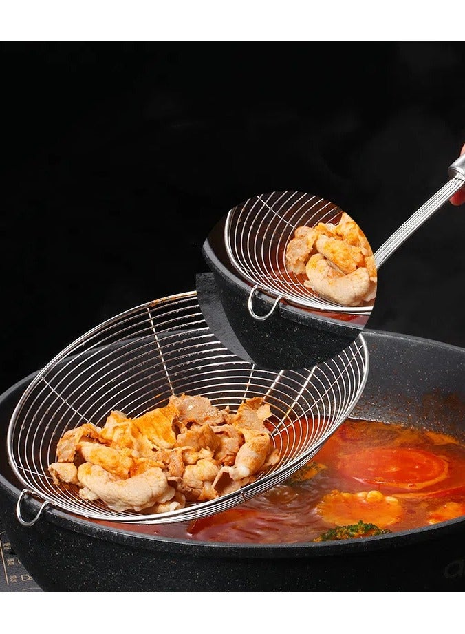 Stainless Steel Kitchen Strainer with Hook - Oil Dipping Ladle for Hot Pot, Noodle Rinsing, Oil Filtering  - Image 2