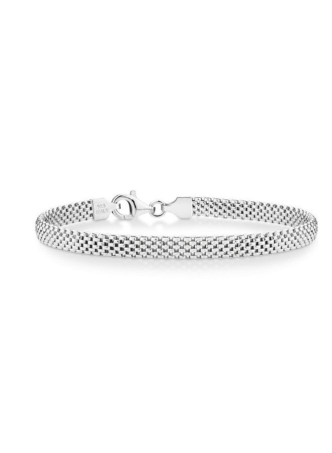 Miabella 925 Sterling Silver Italian 5mm Mesh Link Chain Bracelet for Women, Made in Italy (7 Inches) - Image 1
