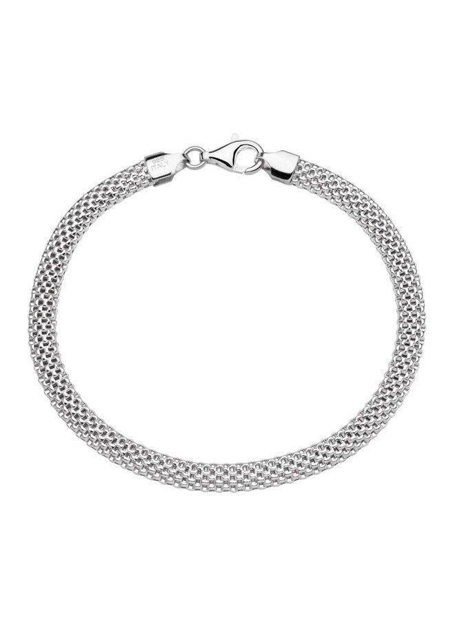 Miabella 925 Sterling Silver Italian 5mm Mesh Link Chain Bracelet for Women, Made in Italy (7 Inches) - Image 3