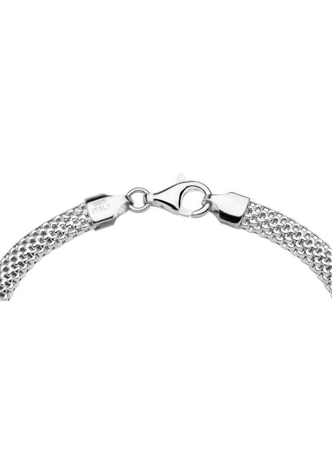 Miabella 925 Sterling Silver Italian 5mm Mesh Link Chain Bracelet for Women, Made in Italy (7 Inches) - Image 2
