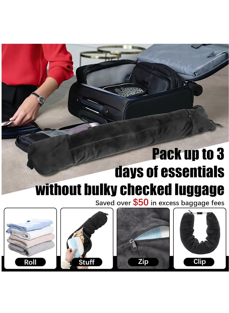 Stuffable Travel Pillow Soft Plush Neck Pillow with Clothes Adjustable Travel Neck Pillow for Extra Luggage Fits 3 Days' Essentials for Car, Plane or Train No Filler  - Image 2