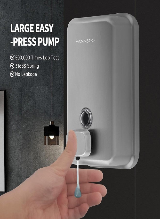 VANNSOO Commercial Soap Dispenser Wall Mount Bathroom, Hand Liquid Brushed Stainless Steel (27 fl.oz.) - Image 2