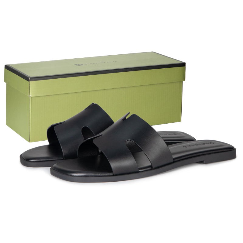 Stratuxx Kaze Open Toe Flat Dress Sandals Womens Slide Comfortable Summer Black, White, Tan Sandals for Women - Image 5