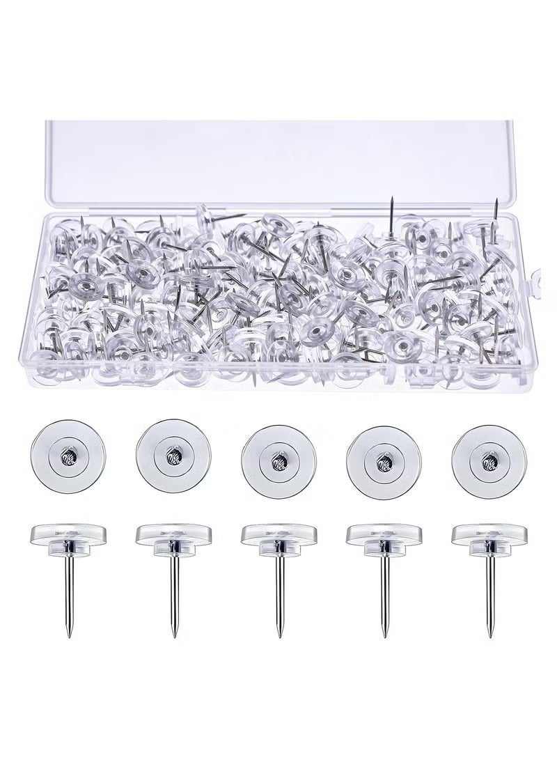 (100 Pieces) Round Clear Push Pins for Cork Board, Transparent Round Shaped Thumb Tacks Plastic Decorative Push Pins for Posters, Office, Photo Maps, School, Classroom Supplies - Image 1