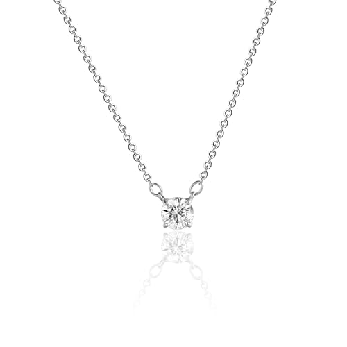 MIDEEO CZ Diamond Necklace for Women Dainty Cubic Zirconia Solitaire Pendant Necklace Silver Plated CZ Simulated Diamond Necklace - Image 1