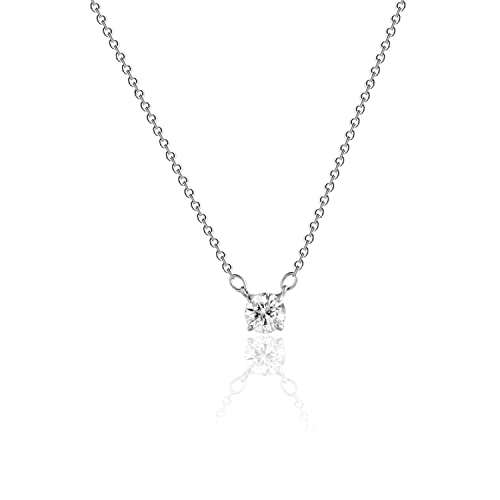 MIDEEO CZ Diamond Necklace for Women Dainty Cubic Zirconia Solitaire Pendant Necklace Silver Plated CZ Simulated Diamond Necklace - Image 5