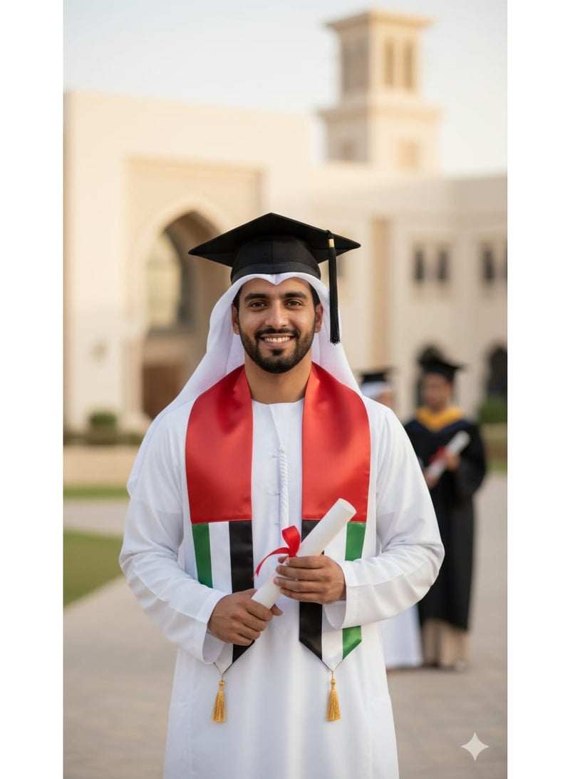 وشاح احتفال بيوم العلم الإماراتي، عبوة من 3 قطع، أكريليك للجنسين، 157×15 سم، أخضر أبيض أحمر، إكسسوار لليوم الوطني - Image 2