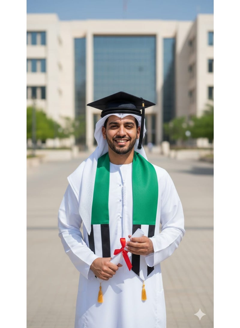 وشاح احتفال بيوم العلم الإماراتي، عبوة من 3 قطع، أكريليك للجنسين، 157×15 سم، أخضر أبيض أحمر، إكسسوار لليوم الوطني - Image 3