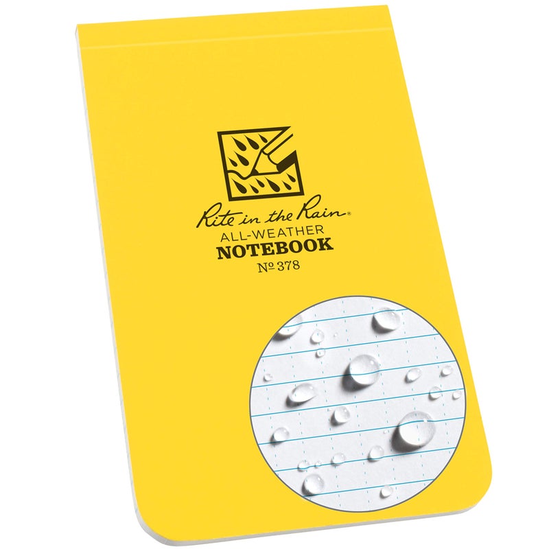 Rite In The Rain Weatherproof Top Bound Notebook, 3.25" x 5.25", Yellow Cover (No. 378) - Image 1