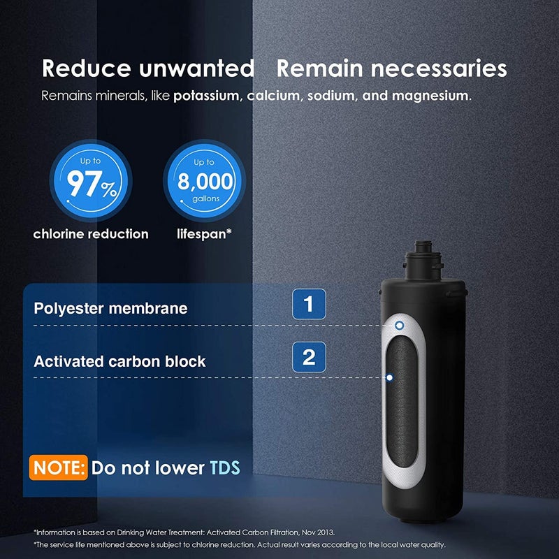 Waterdrop RF10 Replacement Filter Cartridge for 10UA/10UB Under Sink Water Filter, Reduces PFAS, PFOA/PFOS, Lead, Chlorine, Bad Taste & Odor, NSF/ANSI 42 Certified, 8K Gallons High Capacity - Image 5