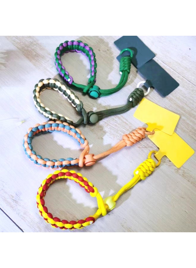 Braided Short Mobile Phone Lanyard Outdoor Sports Wrist Rope European Travel Strong Anti-lost Mobile Phone Case Universal Bracelet-Specifications:Black  - Image 5
