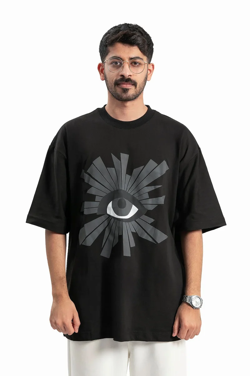 Wecre8 Men's Black Radiating Eye T-shirt