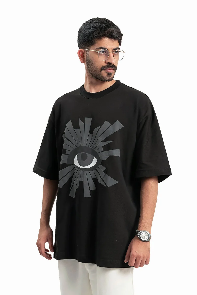 Wecre8 Men's Black Radiating Eye T-shirt