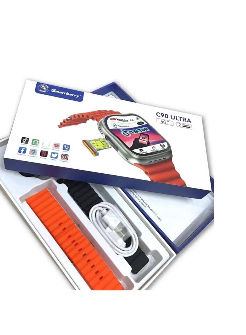 سمارت بيري ساعة ذكية سمارت بيري C90 ألترا 4G LTE | نظام تشغيل أندرويد، شريحة اتصال، وشاشة لمس - Image 1