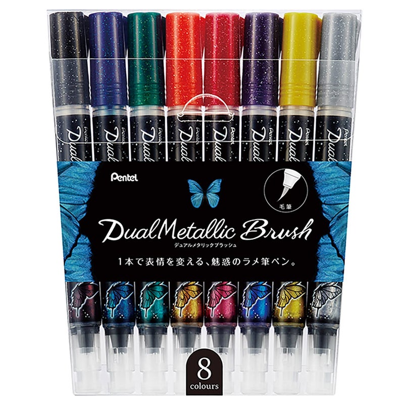 Pentel Dual Metallic Brush 8 Colors Set GFHD8ST