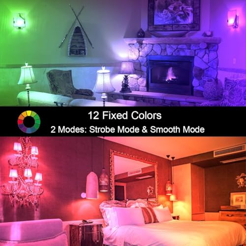 ILC E12 LED Light Bulbs (40w Equivalent) 5W, Color Changing RGB, A15 Small Base Candelabra Round Light Bulb, Candle Base, 2700K Warm White 12 Colors 2 Modes Timing with Remote Control (4 Pack) - Image 3