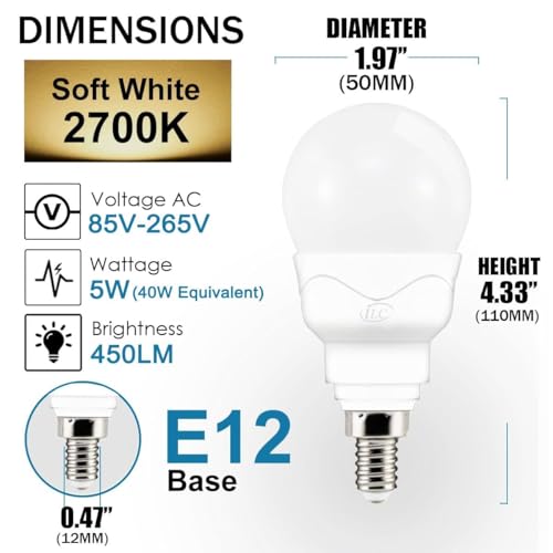 ILC E12 LED Light Bulbs (40w Equivalent) 5W, Color Changing RGB, A15 Small Base Candelabra Round Light Bulb, Candle Base, 2700K Warm White 12 Colors 2 Modes Timing with Remote Control (4 Pack) - Image 5