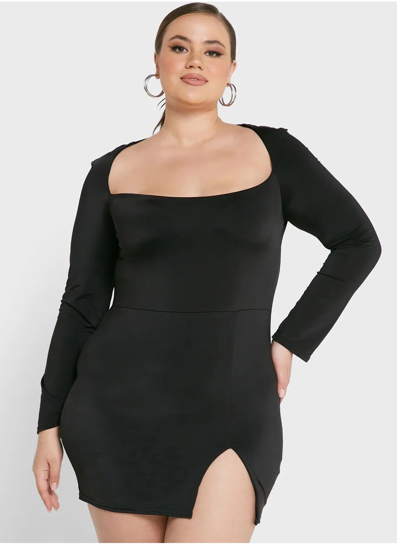 Public Desire Curve Slinky Sleeve Detailed Mini