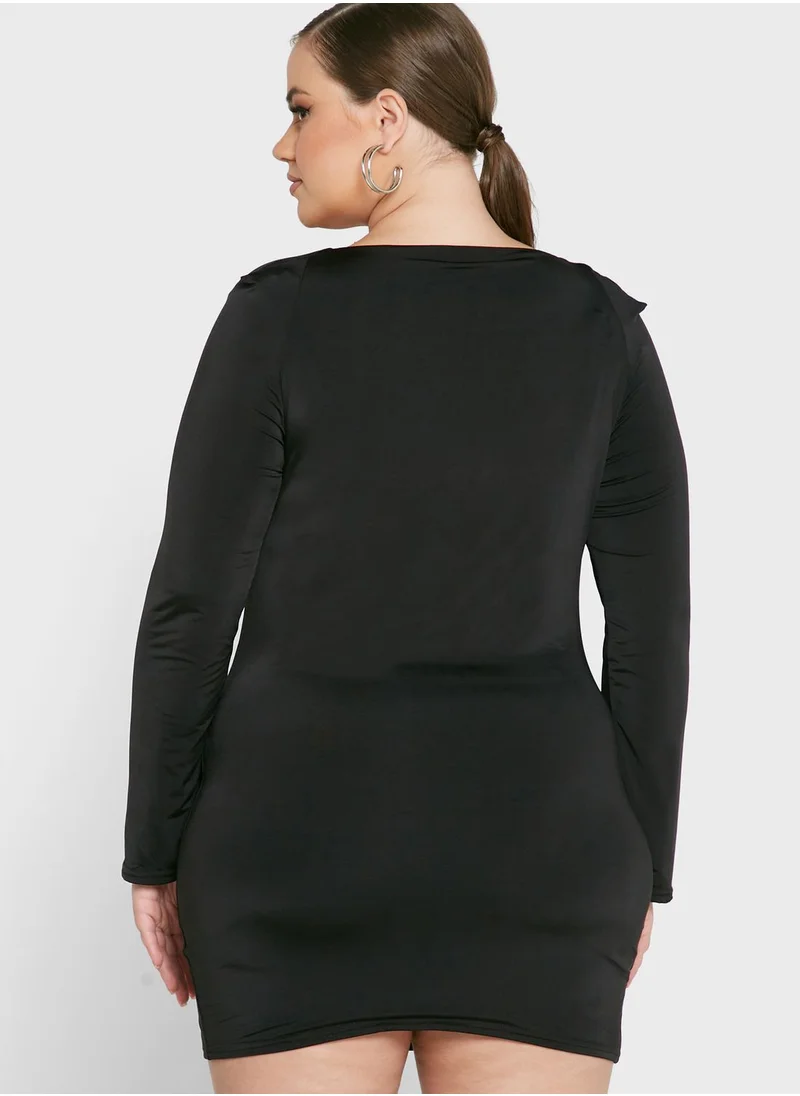 Public Desire Curve Slinky Sleeve Detailed Mini