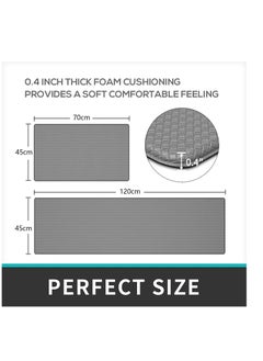 MIXDE Kitchen Mats,2 PCS Waterproof Non-slip Anti Fatigue Mats Cushioned For Kitchen Floor,Ergonomic Comfort Standing Runner Rug Floor Mat Set For Home Office Laundry Room,8mm Thick,45x75cm,45x120cm,Grey  - Image 5