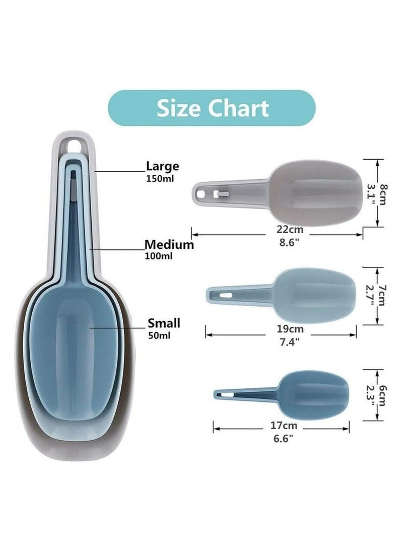 شاو تشن مجموعة من 3 مغارف بلاستيكية للثلج والطعام للمطبخ، للحاويات، المجمد، وطعام الحيوانات الأليفة (Mix I) - Image 2