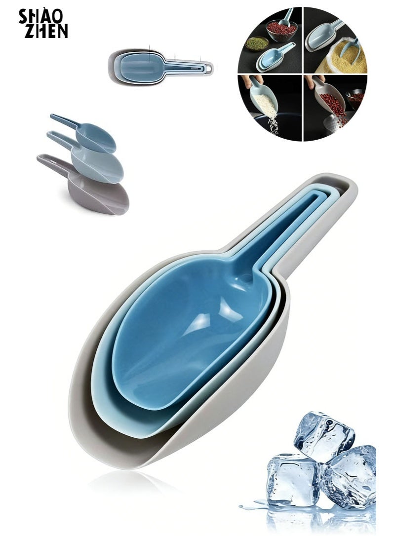 شاو تشن مجموعة من 3 مغارف بلاستيكية للثلج والطعام للمطبخ، للحاويات، المجمد، وطعام الحيوانات الأليفة (Mix I) - Image 1
