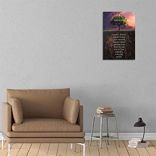 Yetaryy Success Tree Inspirational Quote Canvas Wall Art Motivational Motto Painting Inspiring Entrepreneur Posters Prints Artwork Decor Framed for Home Office Classroom Ready to Hang - 12" Wx18 H - Image 5
