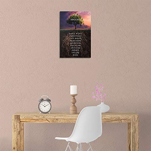 Yetaryy Success Tree Inspirational Quote Canvas Wall Art Motivational Motto Painting Inspiring Entrepreneur Posters Prints Artwork Decor Framed for Home Office Classroom Ready to Hang - 12" Wx18 H - Image 4