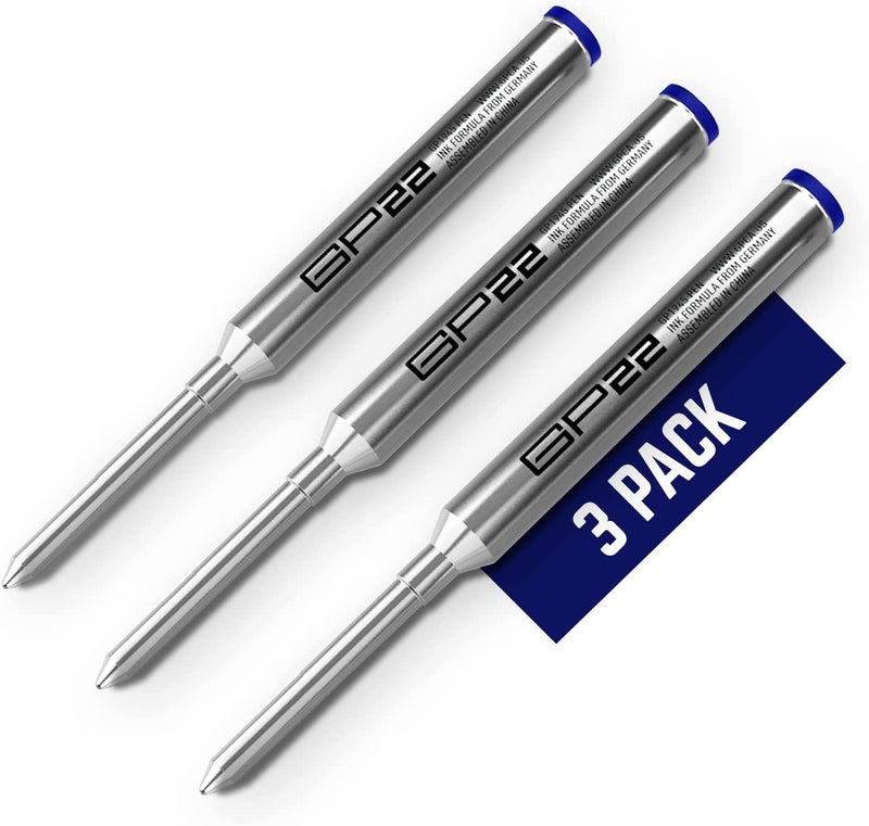 GPCA - GP22 Ink Refill Cartridges for Gel Pens, Designed for Gel Pens Medium Point Size, 3-Pack Pen Refills, Use with GP 1945 Pens and Short Pens, Blue - Image 1