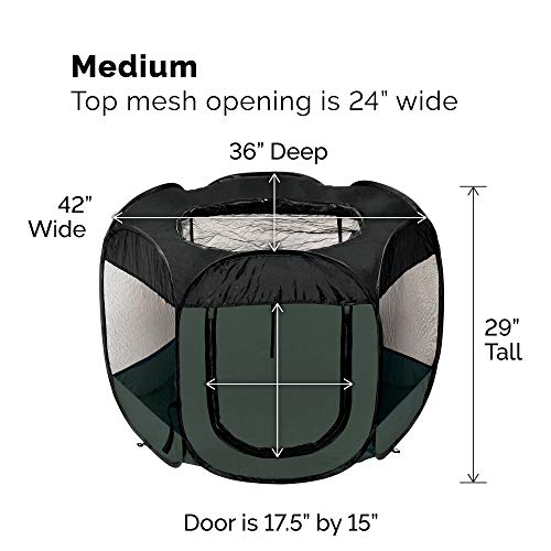 Furhaven Portable Dog Playpen Cat Tent Pet playgroundKennel foldable indoor outdoor zippered puppy crate Hunter Green Medium - Image 3