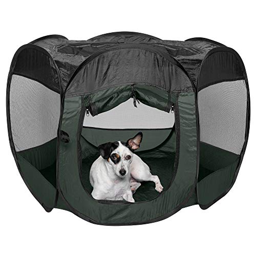 Furhaven Portable Dog Playpen Cat Tent Pet playgroundKennel foldable indoor outdoor zippered puppy crate Hunter Green Medium - Image 1
