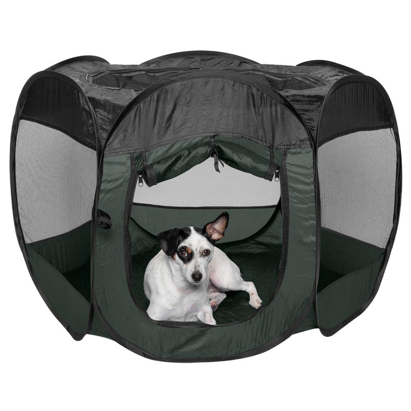 Furhaven Portable Dog Playpen Cat Tent Pet playgroundKennel foldable indoor outdoor zippered puppy crate Hunter Green Medium - Image 2