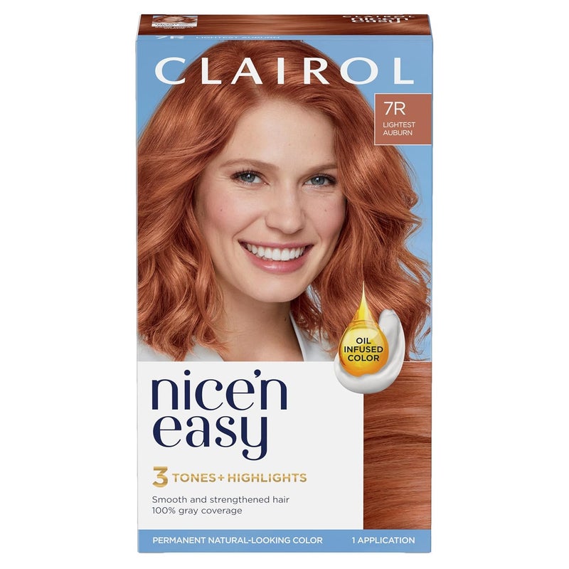 Clairol Nicen Easy Permanent Hair Dye 7R Lighest Auburn Hair Color Pack of 1
