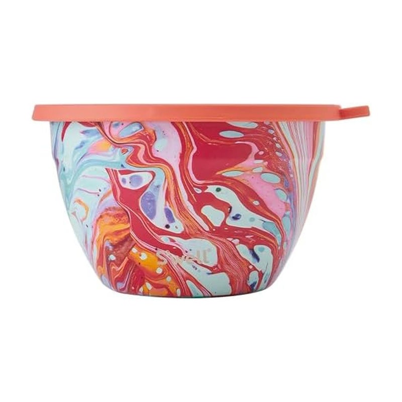 S'well Stainless Steel Salad Bowl Kit 64oz, Marble Swirl, Comes with 2oz Mini Canister and Removable Tray for Organization, Leakproof, Easy to Clean, Dishwasher Safe - Image 1