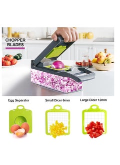TIGER NEW Vegetable Chopper, Pro Onion Chopper, Multifunctional 13-in-1 Food Chopper, Kitchen Vegetable Slicer, Dicer Cutter, Salad Potato Mandolin Slicer with 8 Blades and Container  - Image 2