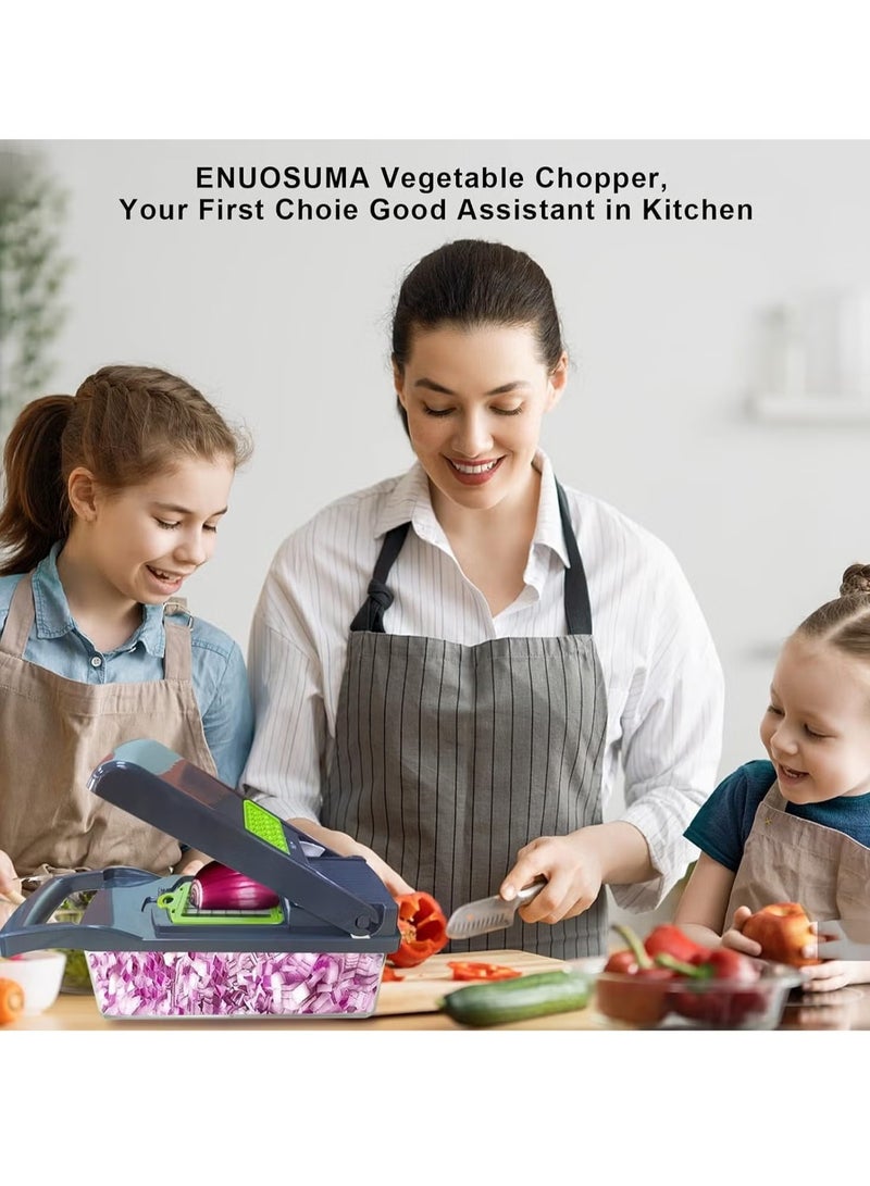 TIGER NEW Vegetable Chopper, Pro Onion Chopper, Multifunctional 13-in-1 Food Chopper, Kitchen Vegetable Slicer, Dicer Cutter, Salad Potato Mandolin Slicer with 8 Blades and Container - Image 5