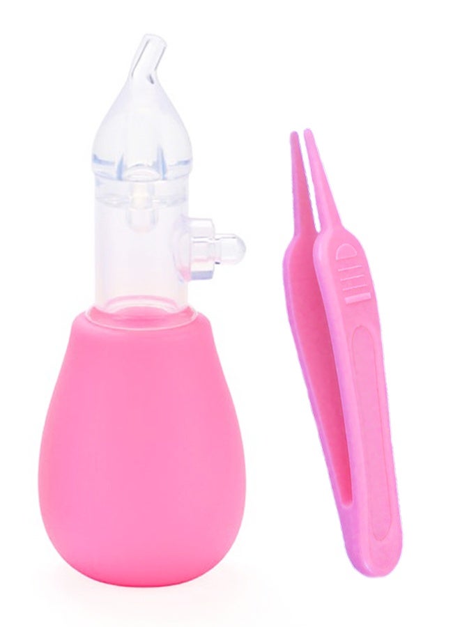 Silicone Nasal Aspirator for Baby Safe Nose Suction Bulb for Baby to Promote Breathing Reusable Nose Sucker for Toddler,Nose Cleaning Tweezers for Nose Congestion Relief in Babies and Toddlers(pink)  - Image 1