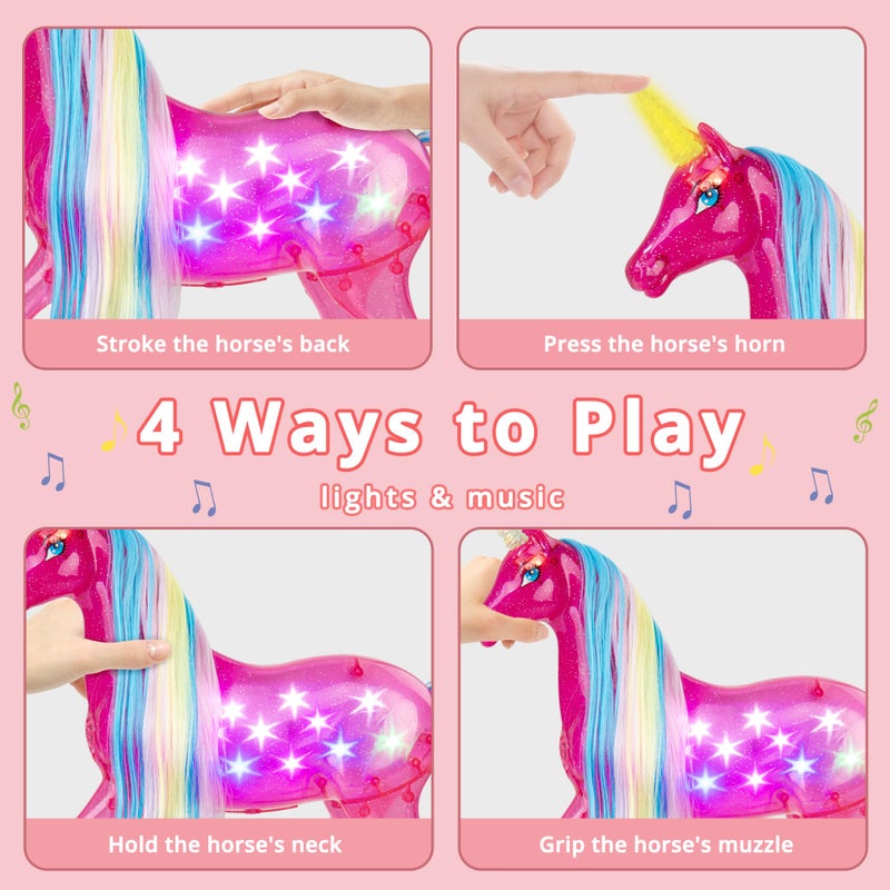 BETTINA My Dreamy Unicorn and Princess Doll Playset, Large Size Unicorn Toys with Magical Rainbow Lights & Realistic Horse Sounds, Ideal Unicorn Gifts Horse Play Set for Girls 3-9 - Image 2