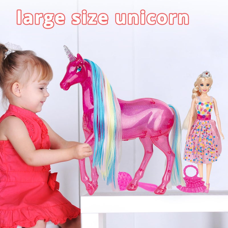 BETTINA My Dreamy Unicorn and Princess Doll Playset, Large Size Unicorn Toys with Magical Rainbow Lights & Realistic Horse Sounds, Ideal Unicorn Gifts Horse Play Set for Girls 3-9 - Image 4