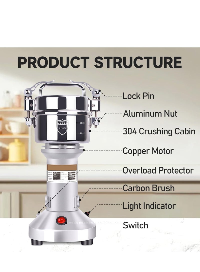 Arabest Electric Grain Grinder, 150g Large Capacity Ultra-Fine Grinder with 650w High Power Grinder for Coffee Beans / Vanilla / Spices / Nuts / Grains Fast Grinding,27000 RPM Grinder,20S Precision Grinding - Image 2