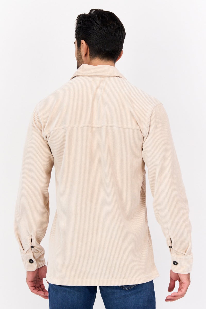 Pepe Jeans Men Regular Fit Corduroy Long Sleeves Casual Shirt, Ivory - Image 3