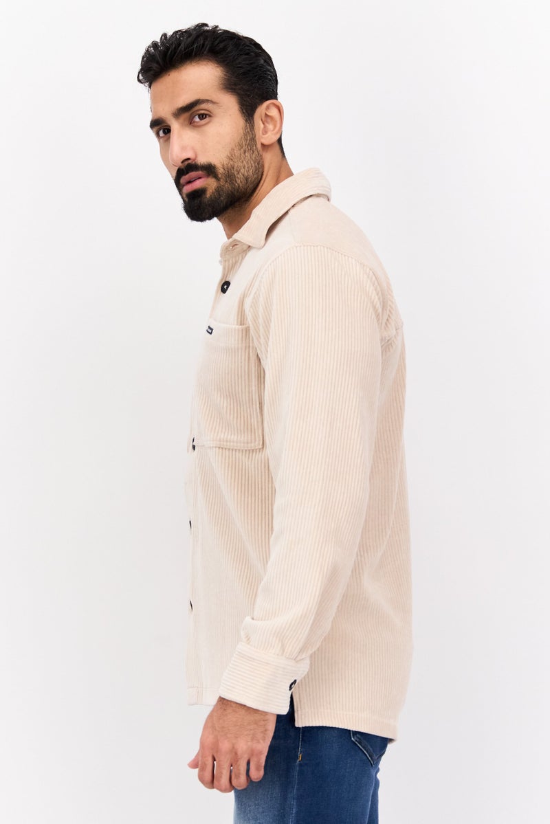 Pepe Jeans Men Regular Fit Corduroy Long Sleeves Casual Shirt, Ivory - Image 2