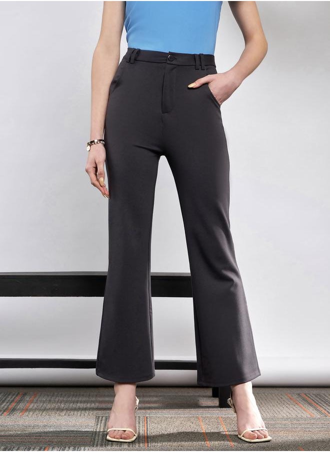 SASSAFRAS - Solid Knit Bell Bottom Pants by Styli - Image 1