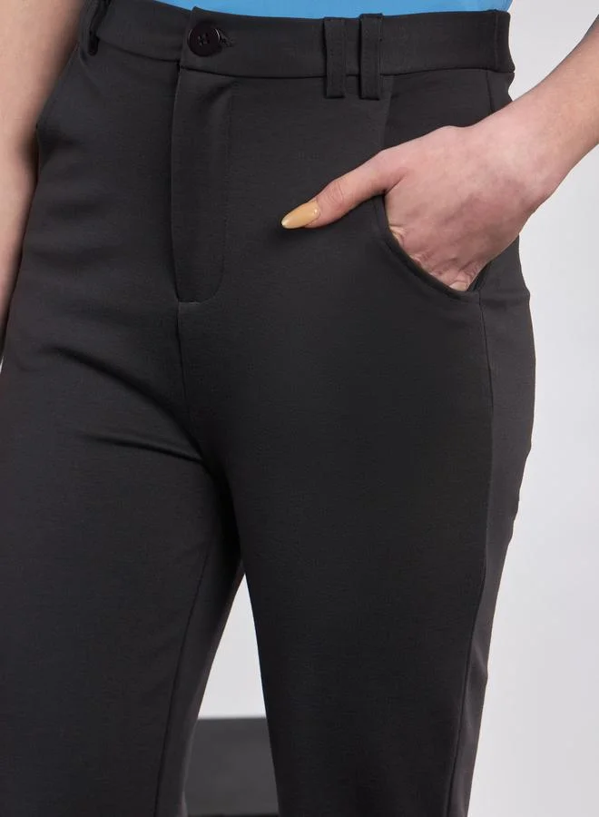 SASSAFRAS Solid Knit Bell Bottom Pants by Styli