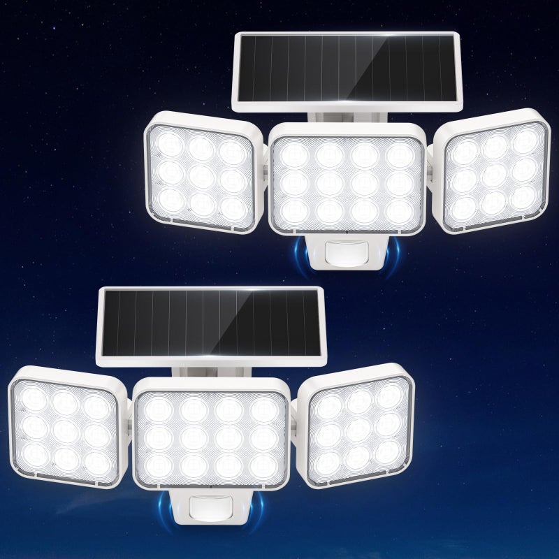 WdtPro Solar Lights Outdoor Motion Sensor 3500LM Bright Solar Flood Lights Outdoor Adjustable Upgrade Glass Panel Wireless LED Solar Powered Security Spot Lights Waterproof for Yard2Pack White - Image 2